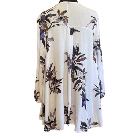 Free People Electric Orchard Swing Tunic Womens Small White Purple Keyhole - Picture 6 of 11